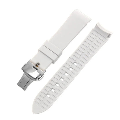 Bracelet de montre en Silicone, 18/19/20/21/22/24mm, extrémité incurvée, pour montre Rolex Water Ghost, pour Seiko, Bracelet en caoutchouc, boucle papillon