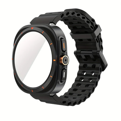 Ensemble d'accessoires pour Samsung Galaxy Watch 7/6 (40mm/44mm), 2 pièces, étui de protection ultra-résistant, bracelet respirant en verre trempé HD