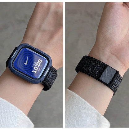 Coque en silicone + bracelet pour Apple Watch Series 11 10 9 8 7 45mm 41 Band SE 6 5 4 44 40mm, bracelet en nylon correa pour iWatch Ultra 49mm