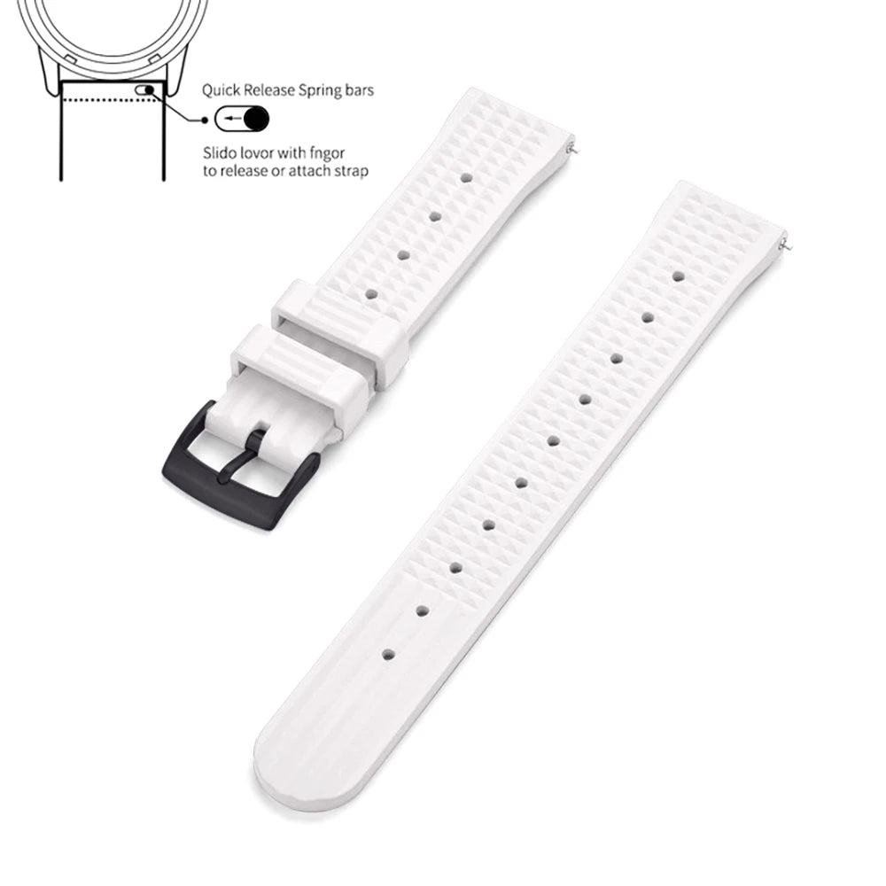 JUELONG – bracelets de montre en caoutchouc gaufré FKM, à dégagement rapide, étanche, Durable, en caoutchouc fluoré, 20mm 22mm, pour montre de plongée traditionnelle