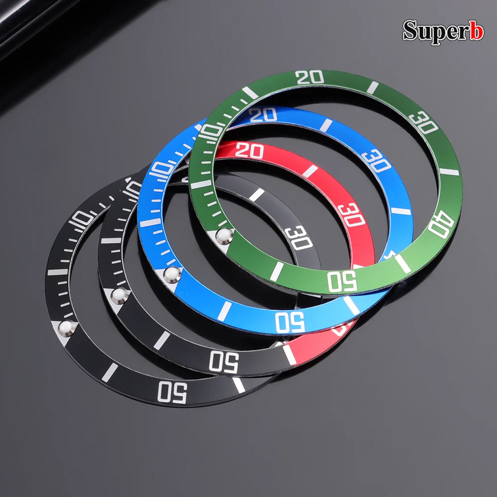 Flat Aluminum Watch Bezel Insert 37.5mm * 30.5mm, Fashion Style, for Rolex GMT Diving Watch Case, Seiko Movement Compatible, Men's/Women's Watch Part