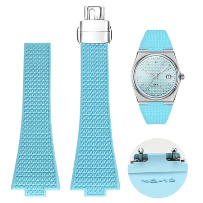 Bracelet de montre à dégagement rapide pour Tissot PRX série 11mm 12mm T137.407/T137.410 Super Player Bracelet de montre en caoutchouc fluoré FKM