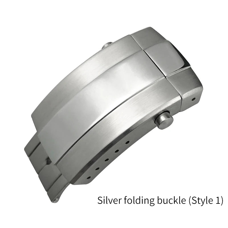 Fibbia deployante in metallo massiccio in acciaio inossidabile, per braccialetto Breitling, chiusura pieghevole, pulsante a farfalla 18mm 20mm, nero argento