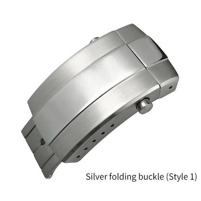 Fibbia deployante in metallo massiccio in acciaio inossidabile, per braccialetto Breitling, chiusura pieghevole, pulsante a farfalla 18mm 20mm, nero argento