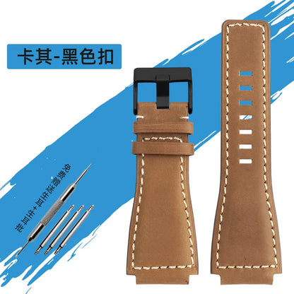 34*24mm Convex Pour Bell & Ross B & R BR-01 BR-03 High Quality Genuine Leather Strap Men's Watch Bands for BR01 BR03 Strap