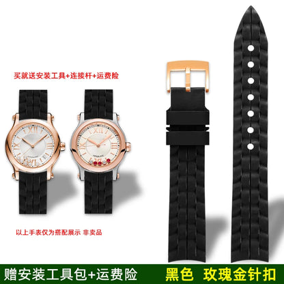 Montre Chopard Happy Diamond avec bracelet en silicone pour femme, bracelet de montre en caoutchouc étanche 15mm 18mm