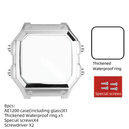 Stainless Steel Watch Case and Strap Modification Kit for Casio Royale Mod AE-1200 (3299) AE-1200WH AE-1300 WS-1600H (3556) WS-1600H
