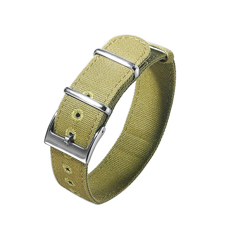 Military Canvas Watch Strap, Army Green, 18mm, 20mm, 22mm