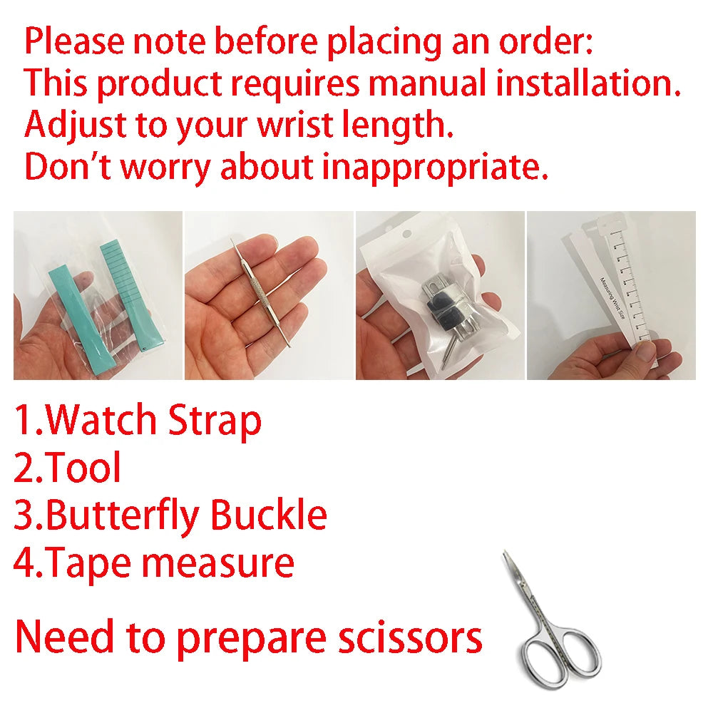 New Design CTS Fluoro-Rubber Watch Strap 18mm 19mm 20mm 22mm Watch Straps with Quick-Release Butterfly Buckle FKM Strap for Cutting to Size