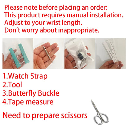 New Design CTS Fluoro-Rubber Watch Strap 18mm 19mm 20mm 22mm Watch Straps with Quick-Release Butterfly Buckle FKM Strap for Cutting to Size