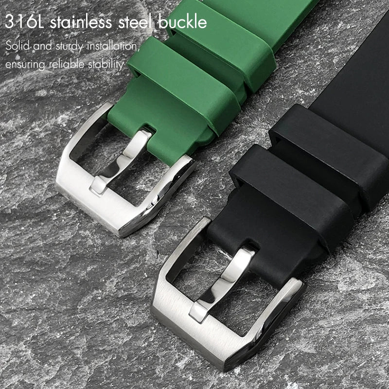 Cinturino per orologio in gomma siliconica impermeabile, 18mm, 20mm, 21mm, a sgancio rapido, fibbia deployante, ricambio per orologio Omega Rolex Huawei