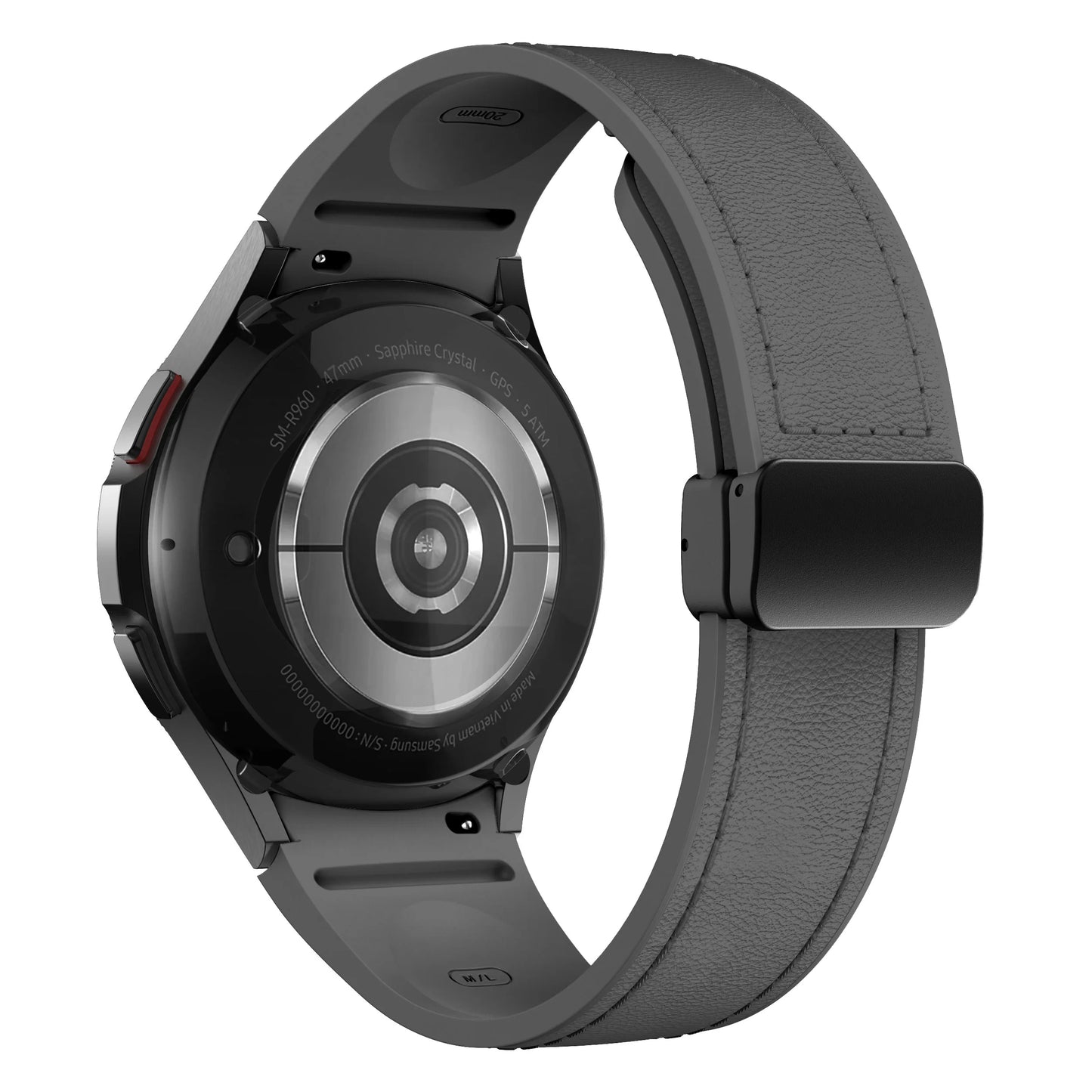 Bracelet en cuir véritable + silicone pour Samsung Galaxy Watch 6 5 7 44mm 40mm 20, Galaxy Watch 6 4 Classic 47mm 46mm 43mm 42mm