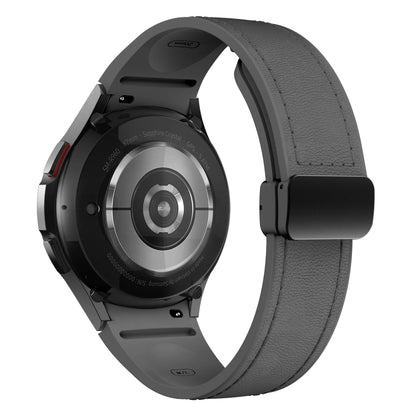 Bracelet en cuir véritable + silicone pour Samsung Galaxy Watch 6 5 7 44mm 40mm 20, Galaxy Watch 6 4 Classic 47mm 46mm 43mm 42mm