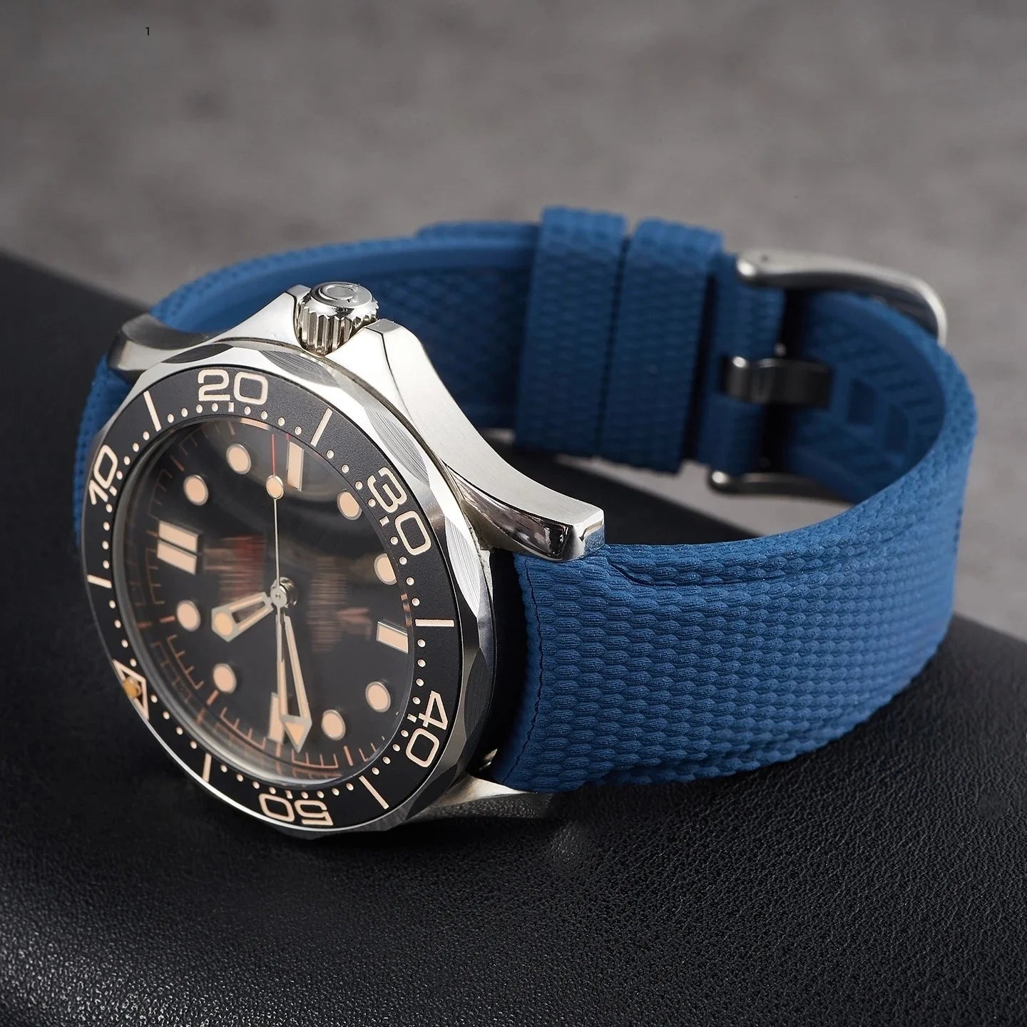 New Curved End Rubber Watch Bands 20mm, Military Watch Strap 21mm 22mm, FKM Watch Straps for Omega Swatch Men