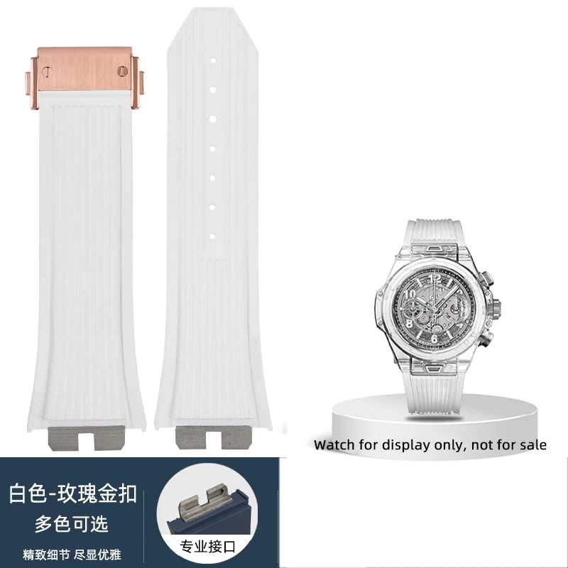 Cinturino per orologio Hublot Big Bang da uomo, cinturino in gomma fluorurata, giunto in acciaio inossidabile, a sgancio rapido, 411, 411, 421