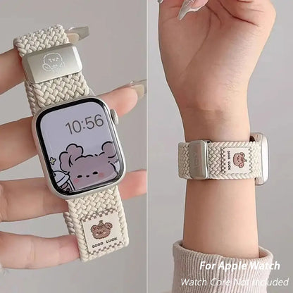 Braided Nylon Strap with Magnetic Buckle for Apple Watch 46mm 40mm 45mm 41 44mm 49mm 42mm Series Ultra 11 10 9 8
