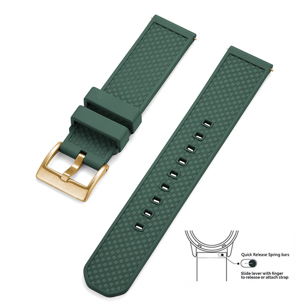 Premium Quality 18mm 20mm 22mm FPM/FKM Watch Strap, New Design Quick Release Fluoro Rubber Watchbands for Every Smartwatch Brand
