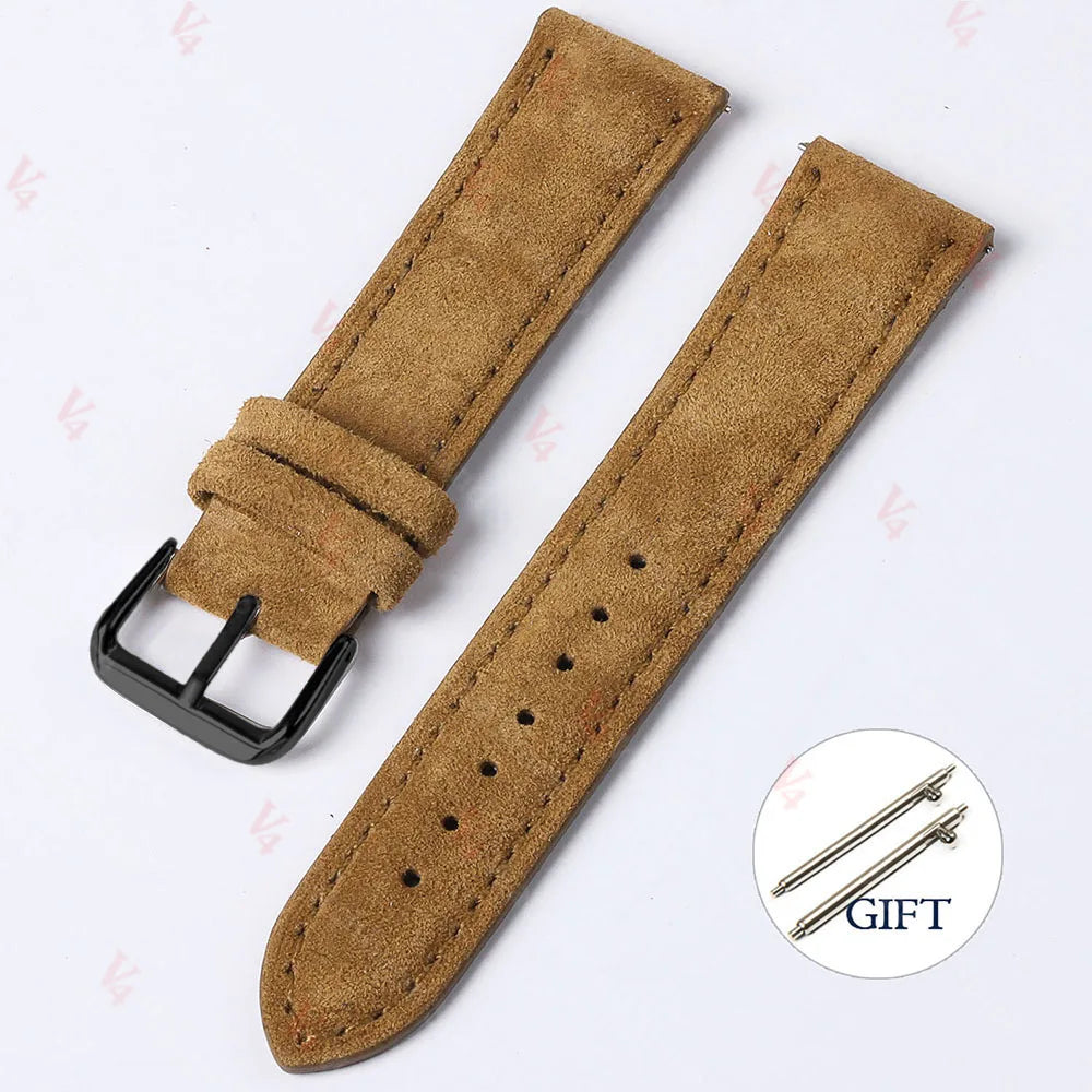 18mm 19mm 20mm 22mm Vintage daim peau de vache Bracelet de montre à la main Bracelet de montre gris marron vert Bracelet à dégagement rapide pour hommes femmes