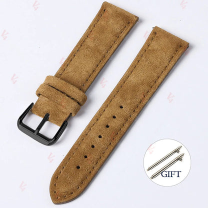 18mm 19mm 20mm 22mm Vintage daim peau de vache Bracelet de montre à la main Bracelet de montre gris marron vert Bracelet à dégagement rapide pour hommes femmes