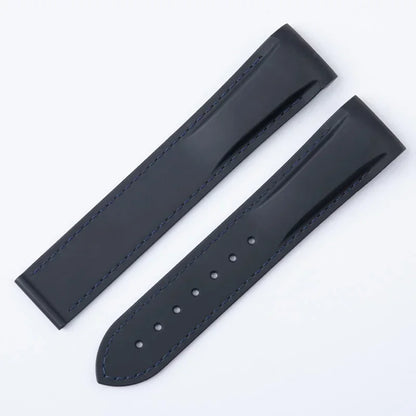 Bracelet de montre en caoutchouc FKM Fluororubber 19/20/21/22 mm à extrémités courbées pour Omega Strap 300 SEAMASTER 600 Planet Ocean Speedmaster