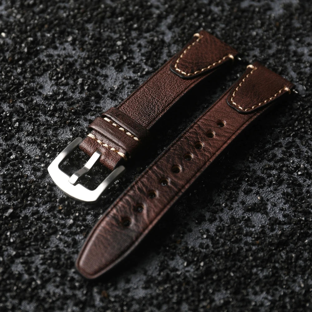 Cinturino in vera pelle fatto a mano a sgancio rapido, strato superiore in pelle bovina, cinturino in vera pelle di alta qualità, stile vintage, 18mm, 20mm, 22mm