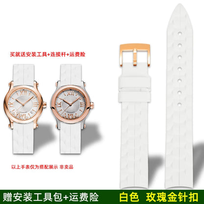 Montre Chopard Happy Diamond avec bracelet en silicone pour femme, bracelet de montre en caoutchouc étanche 15mm 18mm