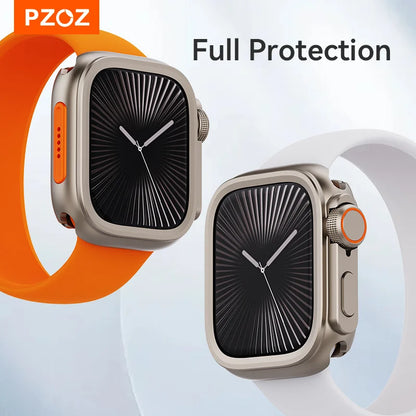 PZOZ pour iWatch Ultra 2 3 coque métallique PC couverture arrière pour Apple boîtier de montre série 11 10 9 8 7 se 6 45mm 44mm changement à Ultra 49mm