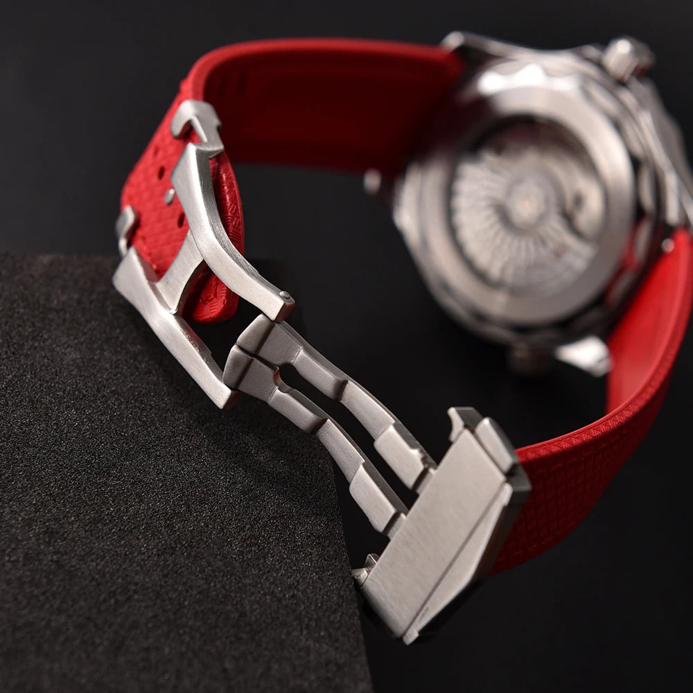 JUELONG Original bracelet de montre en caoutchouc souple FKM 20mm 22mm Texture ajustement parfait extrémité plate bracelet de montre universel à dégagement rapide