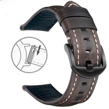 Correa de reloj de cuero de liberación rápida de 20 mm 22 mm, cuero auténtico Crazy Horse aceitado y encerado, estilo vintage, producto estrella, correa de repuesto retro para ropa de trabajo