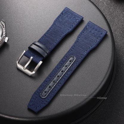 Bracelet de montre en toile de Nylon, 20mm 21mm 22mm, pour pilote IWC, ceinture de poignet en cuir pour femmes et hommes, noir, vert armée, bracelet en cuir de vache bleu