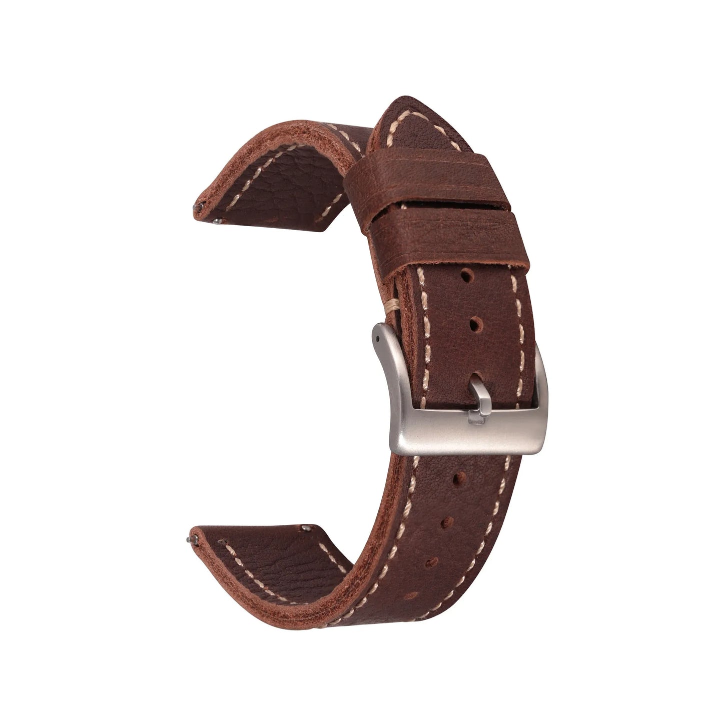 Bracelet en cuir rétro classique de 20 mm, 22 mm, 24 mm avec design à dégagement rapide et boucle en acier inoxydable, adapté à un usage professionnel et décontracté.