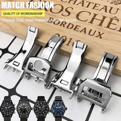 Fibbia deployante per orologio in acciaio inossidabile 316L, 18mm 20mm, adatta per IWC Big Pilot Spitfire, cinturino in pelle, chiusura deployante, strumenti gratuiti