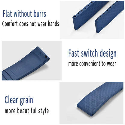 New Design CTS Fluoro-Rubber Watch Strap 18mm 19mm 20mm 22mm Watch Straps with Quick-Release Butterfly Buckle FKM Strap for Cutting to Size