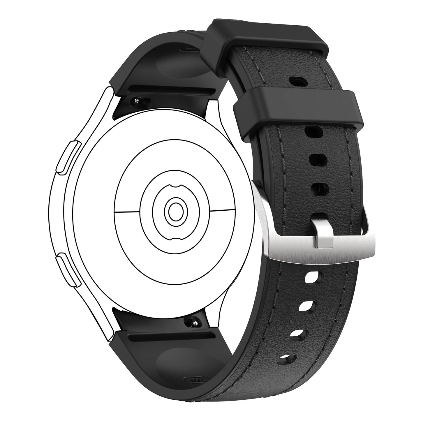 Genuine Leather Watch Strap for Samsung Galaxy Watch 7/FE/6/5/5pro/4 (40mm/44mm) Secure Buckle Classic Durable