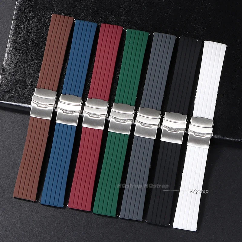 Cinturino per orologio in gomma di silicone, chiusura deployante 18mm 20mm 22mm 24mm per orologio Omega, cinturino di ricambio per cinturini sportivi Seiko