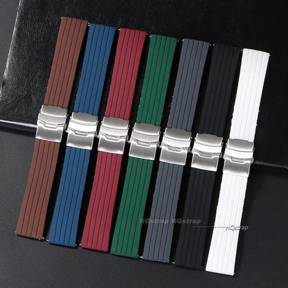 Cinturino per orologio in gomma di silicone, chiusura deployante 18mm 20mm 22mm 24mm per orologio Omega, cinturino di ricambio per cinturini sportivi Seiko