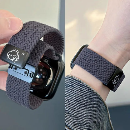 Bracelet en nylon tressé Music Dog avec boucle magnétique pour Apple Watch 42 46 40mm 45mm 41mm 44mm 49mm iWatch 7 4 3 5 6 8 9 10 Ultra
