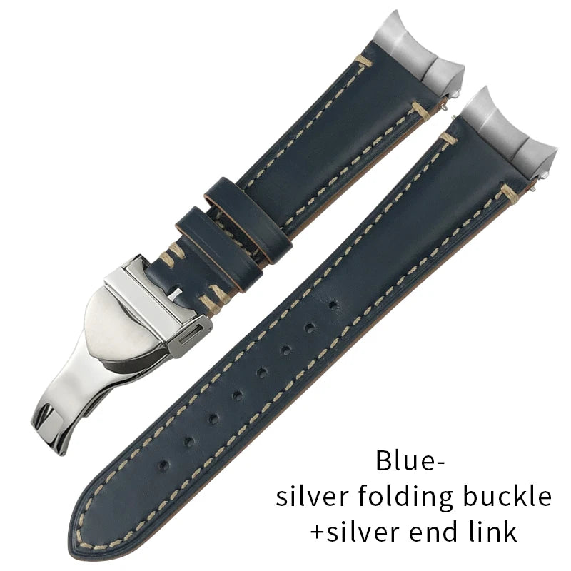 Cinturino per orologio in pelle bovina con estremità curve in metallo da 22 mm a sgancio rapido per Tudor 41 mm Black Bay GMT Vintage, cinturino per orologio fatto a mano da uomo