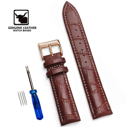 Bracelets de montre en cuir véritable de qualité supérieure, 12/14/16/18/19/20/21/22/24mm, Bracelet de poignet de haute qualité + outil