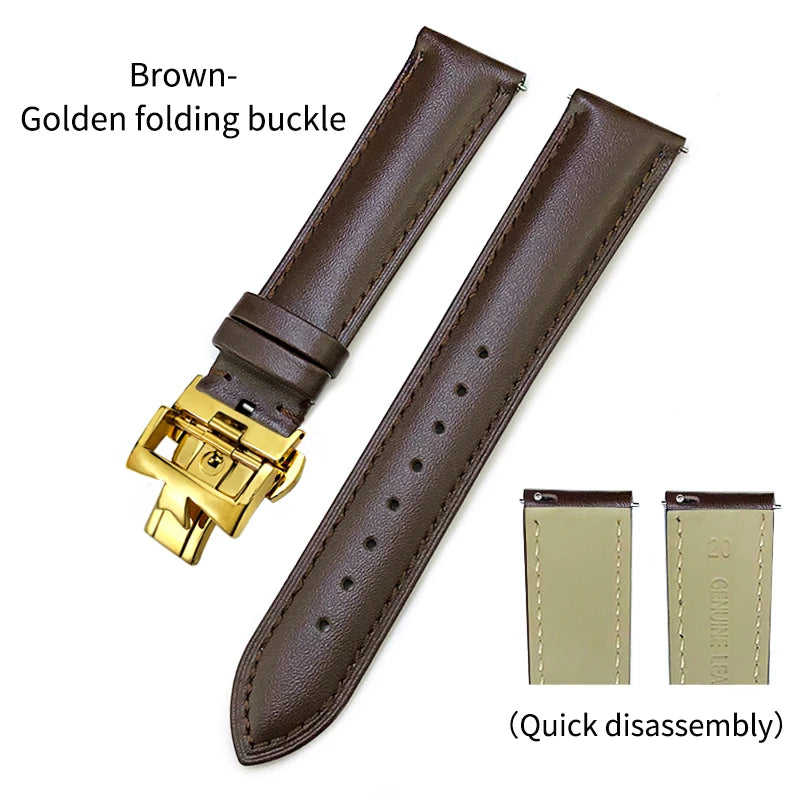 Bracelet de montre en cuir véritable à dégagement rapide 19mm 20mm 21mm 22mm pour Vacheron Constantin Patrimony VC, bracelet noir avec boucle pliable