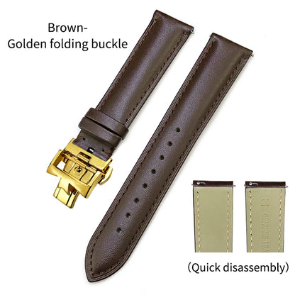 Bracelet de montre en cuir véritable à dégagement rapide 19mm 20mm 21mm 22mm pour Vacheron Constantin Patrimony VC, bracelet noir avec boucle pliable