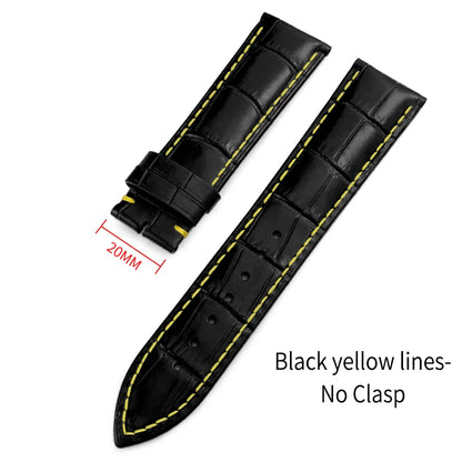 Bracelet de montre en cuir véritable 20mm 21mm 22mm pour Breitling Avenger Navitimer Chronomat Superocean Heritage Yellow Wolf