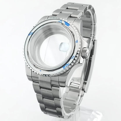 Orologio da tasca di alta qualità da 40,5 mm con vetro zaffiro e cassa in metallo, adatto per movimenti NH35/36/38, componenti per orologi, accessori, scatole per orologi e cinturini.