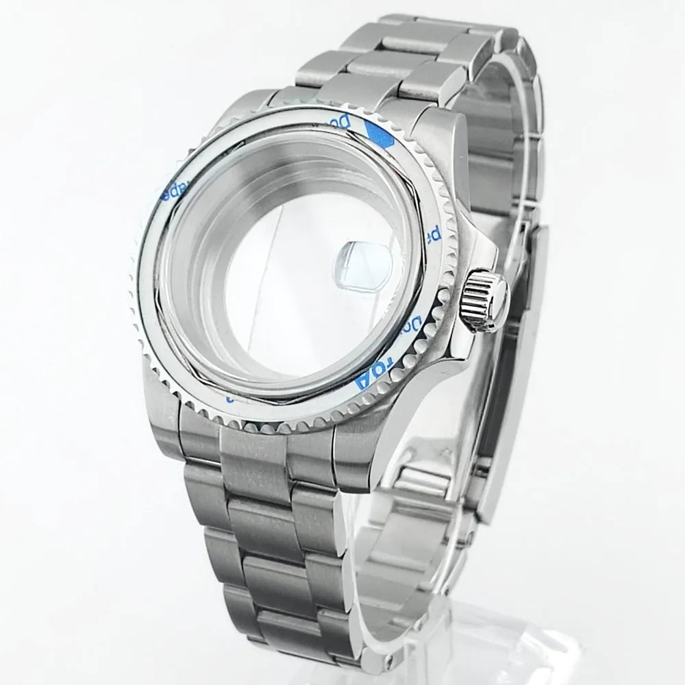    40.5mm sous-montre verre saphir boîtier en métal ajustement NH35/36/38 mouvement ajustement 28.5mm cadran pièces de montre accessoires boîte de montre bande