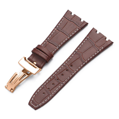 Soft Cowhide Leather Watch Strap for Audemars Piguet Royal Oak Offshore AP 15400 15703, Sweat Resistant, for Men and Women, Folding Buckle