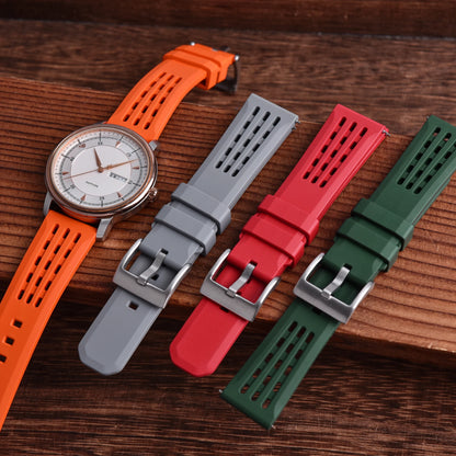 Bracelet de montre en caoutchouc fluoré à dégagement rapide, structure poreuse de qualité supérieure, bracelet de montre de remplacement, 20mm, 22mm, FPM, FKM