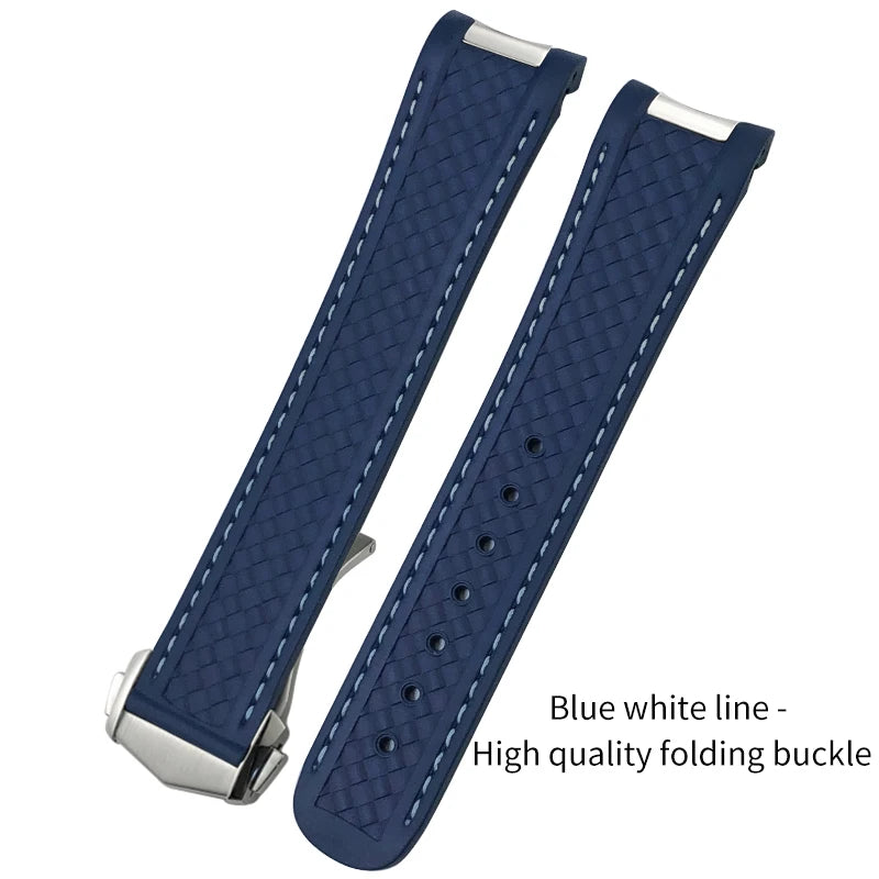 Bracelet de montre en caoutchouc fluoré FKM coloré de qualité supérieure, 19mm, 20mm, 21mm, pour Omega Seamaster 300 Aqua Terra AT150, bracelet de montre souple, outil