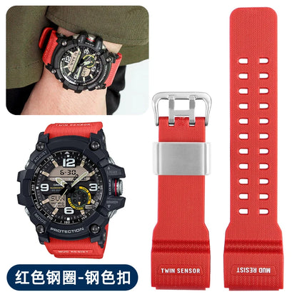 Silicone Rubber Watch Band for Casio GG1000 G-shock GG-1000 GNG-100 GSG-100, Resin Sport Strap, Waterproof Watchband Replacement Tool