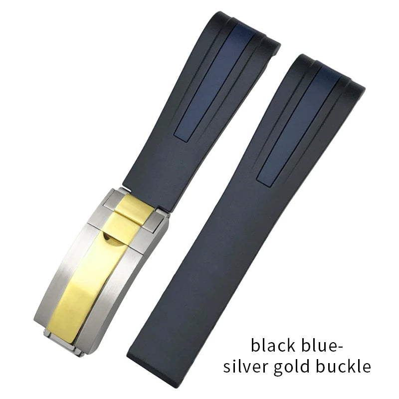 Uhrenarmband aus Kautschuk und Silikon, gebogenes Ende, 18mm 19mm 20mm 21mm 22mm, für Submariner DayRequiRolex Gstuff IWC Pilot, Uhrenarmband-Zubehör