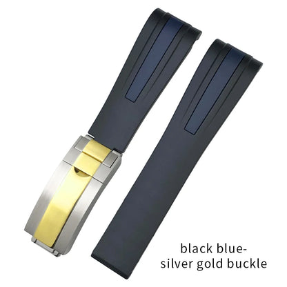Uhrenarmband aus Kautschuk und Silikon, gebogenes Ende, 18mm 19mm 20mm 21mm 22mm, für Submariner DayRequiRolex Gstuff IWC Pilot, Uhrenarmband-Zubehör